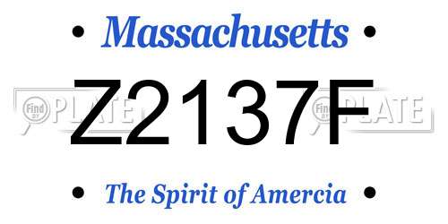 Z2137F Massachusetts License Plate