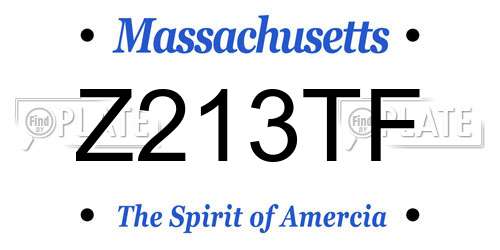 Z213TF Massachusetts License Plate