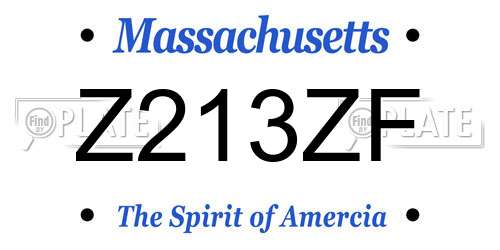 Z213ZF Massachusetts License Plate