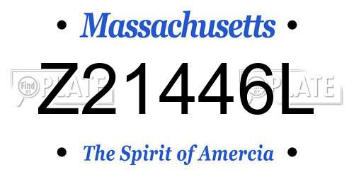 Z21446L Massachusetts License Plate