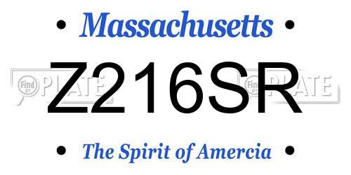 Z216SR Massachusetts License Plate