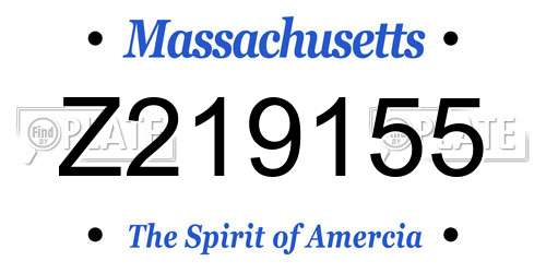 Z219155 Massachusetts License Plate