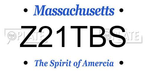 Z21TBS Massachusetts License Plate