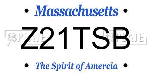 Z21TSB Massachusetts License Plate