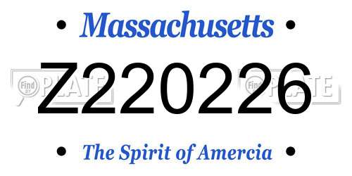Z220226 Massachusetts License Plate