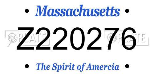 Z220276 Massachusetts License Plate