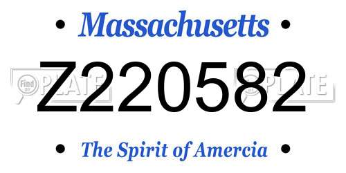 Z220582 Massachusetts License Plate