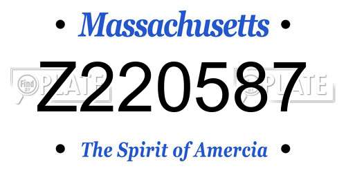 Z220587 Massachusetts License Plate