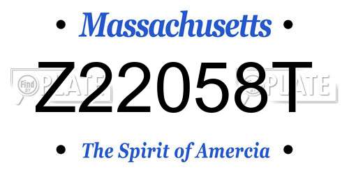Z22058T Massachusetts License Plate