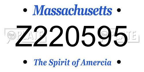 Z220595 Massachusetts License Plate