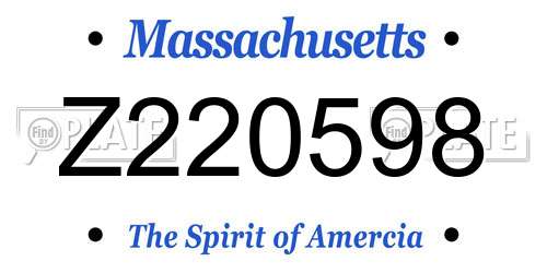 Z220598 Massachusetts License Plate