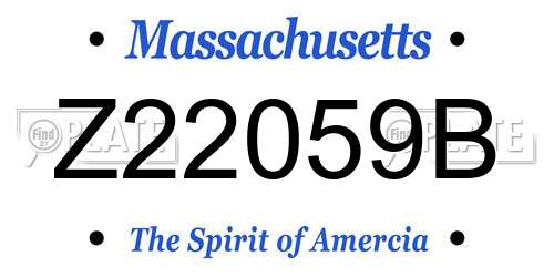 Z22059B Massachusetts License Plate