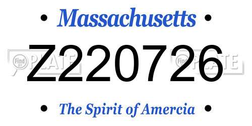Z220726 Massachusetts License Plate