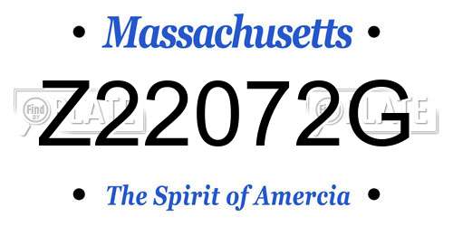 Z22072G Massachusetts License Plate