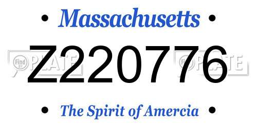 Z220776 Massachusetts License Plate