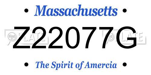 Z22077G Massachusetts License Plate