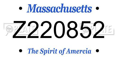 Z220852 Massachusetts License Plate