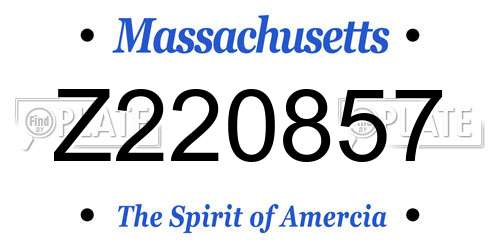 Z220857 Massachusetts License Plate
