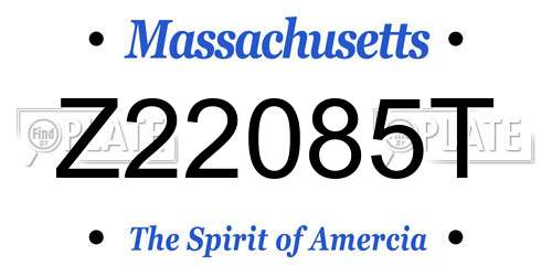 Z22085T Massachusetts License Plate