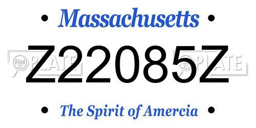 Z22085Z Massachusetts License Plate