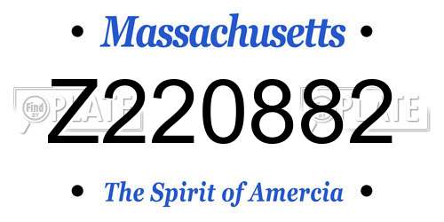 Z220882 Massachusetts License Plate