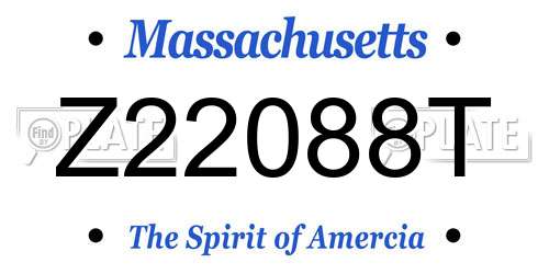 Z22088T Massachusetts License Plate