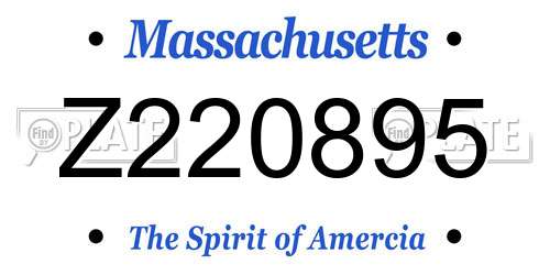 Z220895 Massachusetts License Plate