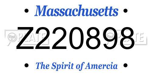 Z220898 Massachusetts License Plate
