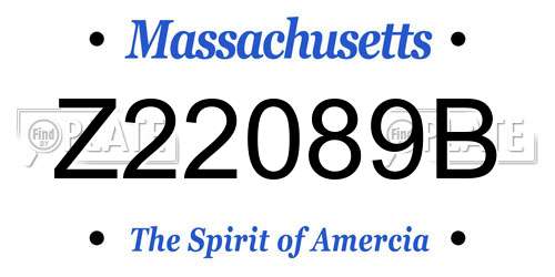 Z22089B Massachusetts License Plate