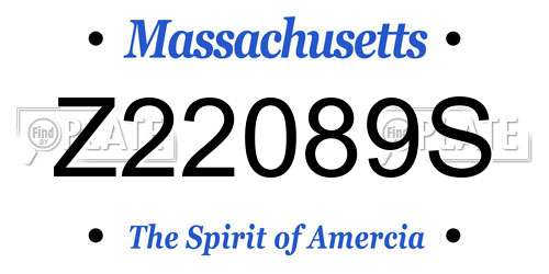 Z22089S Massachusetts License Plate