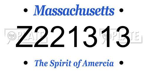 Z221313 Massachusetts License Plate