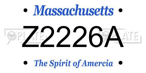 Z2226A Massachusetts License Plate