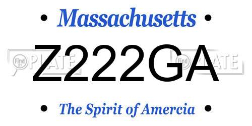 Z222GA Massachusetts License Plate
