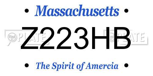 Z223HB Massachusetts License Plate