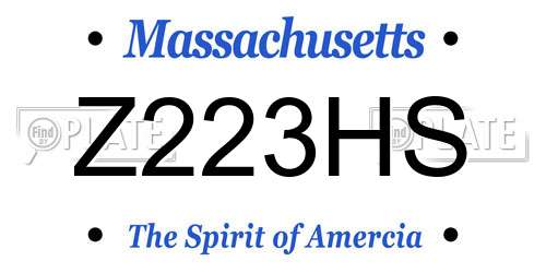 Z223HS Massachusetts License Plate