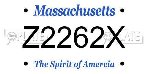 Z2262X Massachusetts License Plate