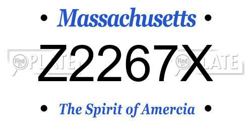 Z2267X Massachusetts License Plate