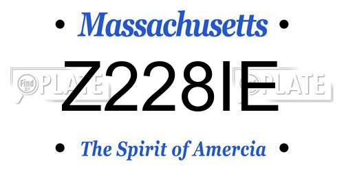 Z228IE Massachusetts License Plate