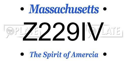 Z229IV Massachusetts License Plate