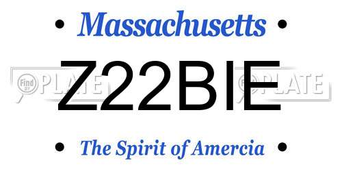 Z22BIE Massachusetts License Plate