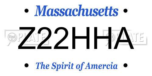 Z22HHA Massachusetts License Plate