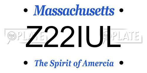 Z22IUL Massachusetts License Plate