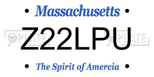 Z22LPU Massachusetts License Plate