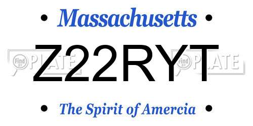 Z22RYT Massachusetts License Plate