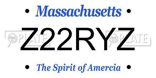 Z22RYZ Massachusetts License Plate