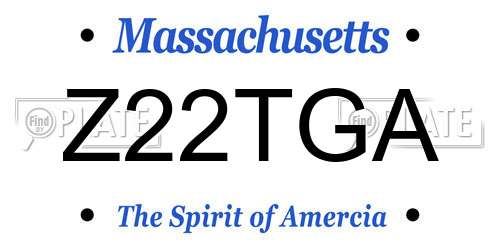 Z22TGA Massachusetts License Plate