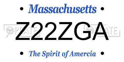 Z22ZGA Massachusetts License Plate