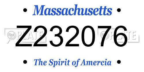 Z232076 Massachusetts License Plate
