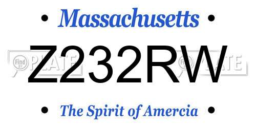 Z232RW Massachusetts License Plate