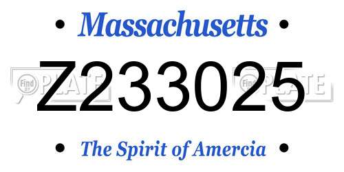 Z233025 Massachusetts License Plate